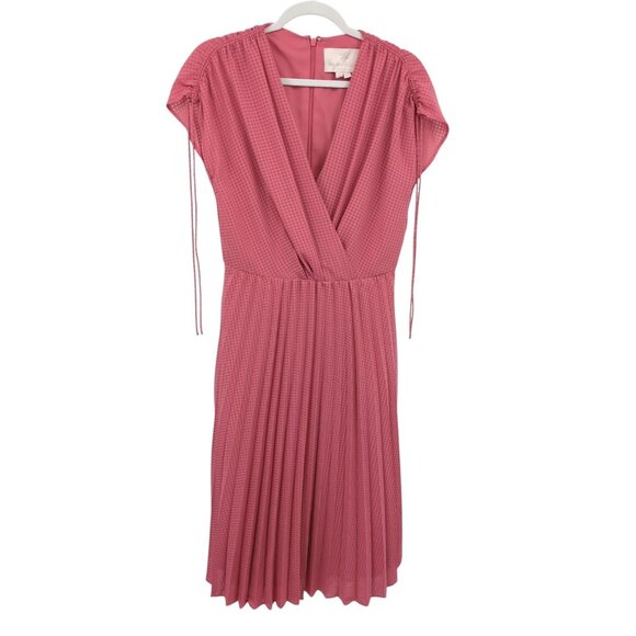 Gal Meets Glam Angelica Pleated Midi Dress Pink Size 8 Feminine‎ Romantic - Picture 2 of 10